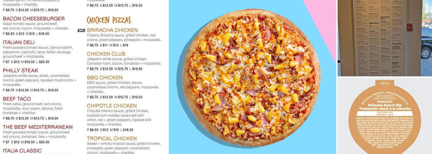 Panago Pizza Menu