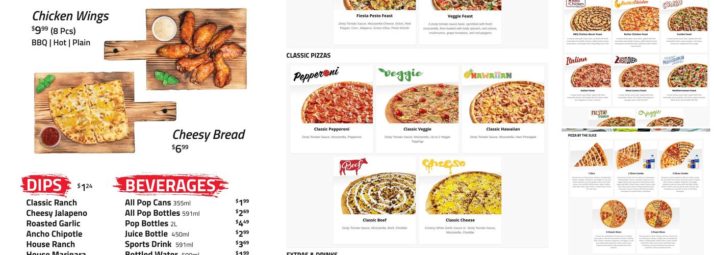 Freshslice Pizza Menu