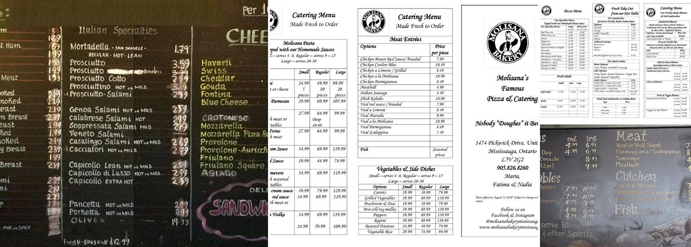 Molisana Bakery Menu