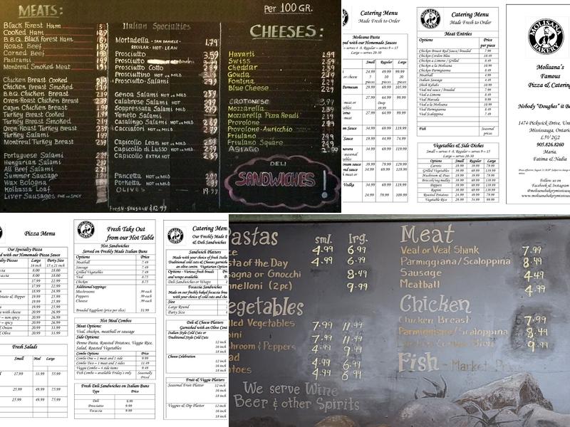 Molisana Bakery Menu