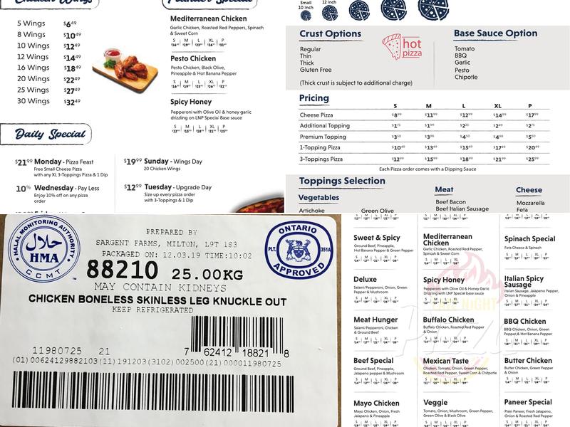 Late Night Pizza Menu