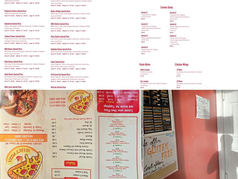 Select Pizza Menu