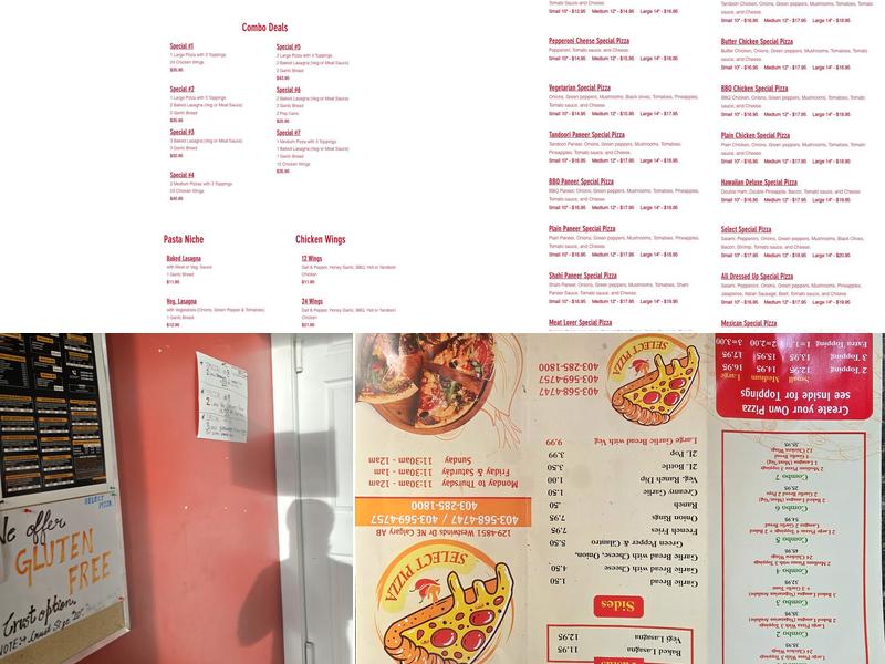Select Pizza Menu