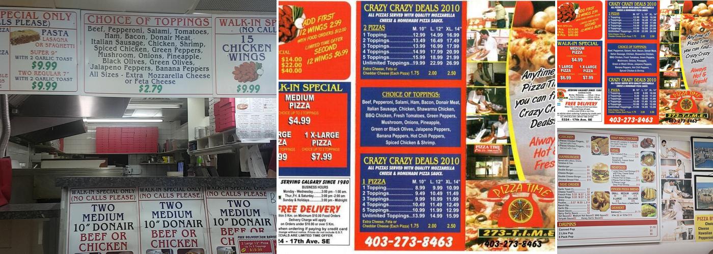 Pizza Time Menu