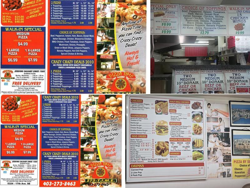 Pizza Time Menu