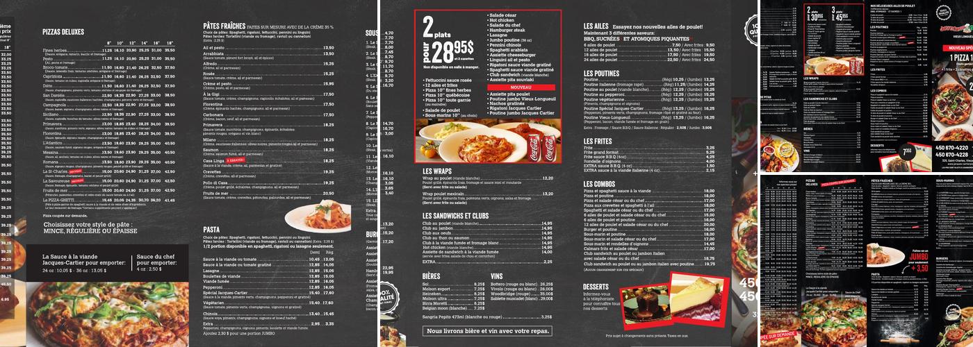 Jacques Cartier Pizza - Vieux Longueuil Menu