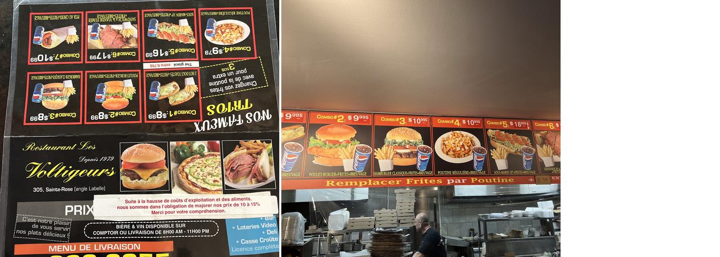 Les Voltigeurs Menu