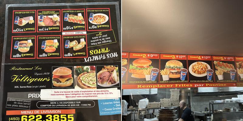 Les Voltigeurs Menu