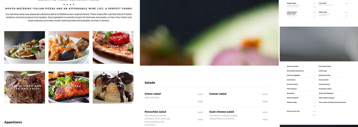 Restaurant le vieux four Menu