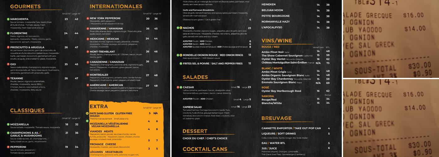 Yaoooo Pizza Pub Menu
