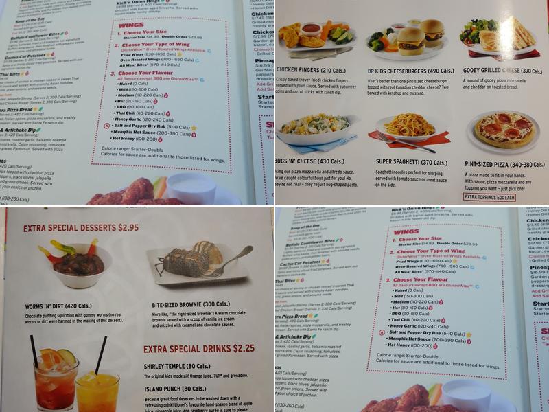 Boston Pizza Menu