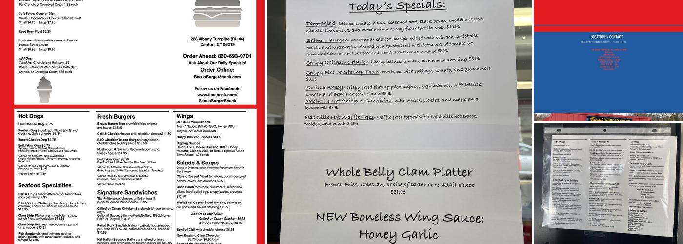 Beau's Burger Shack Menu