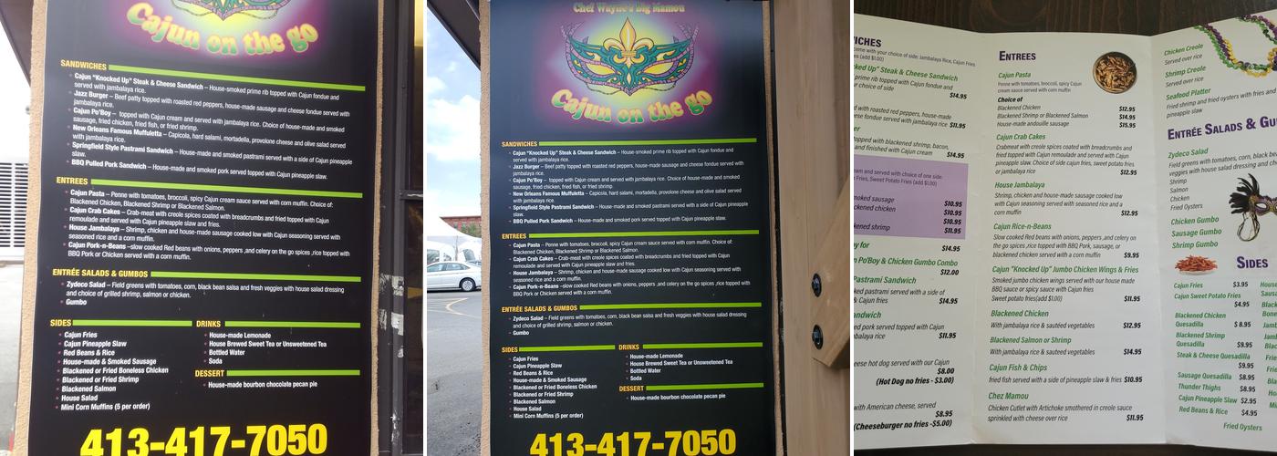 Chef Wayne's Cajun On The Go Menu