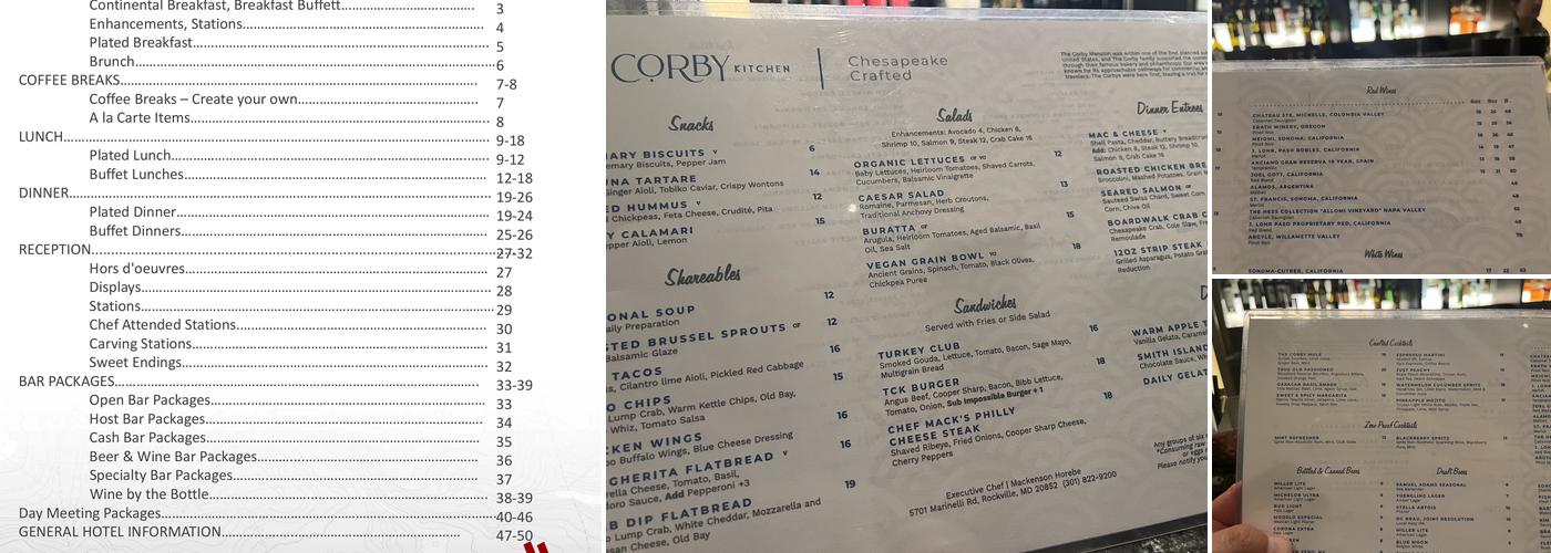 The Corby Kitchen Menu