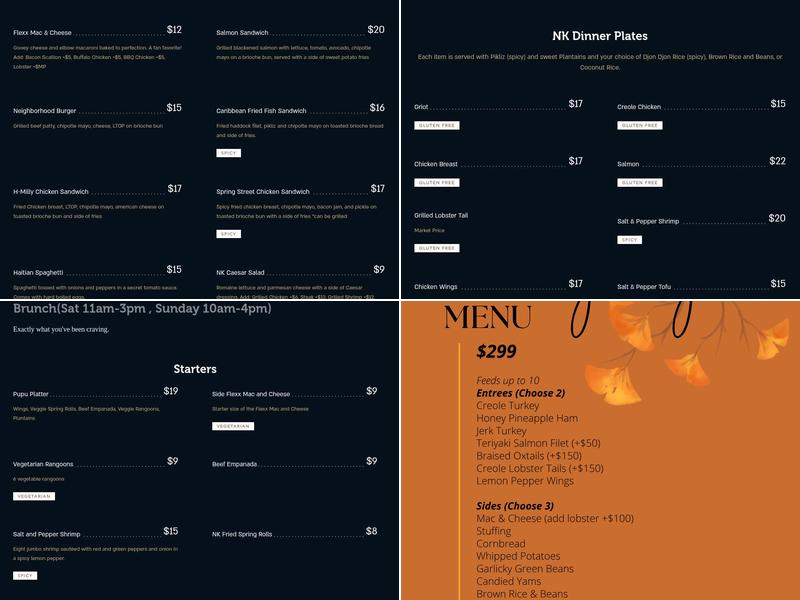 Neighborhood Kitchen Menu