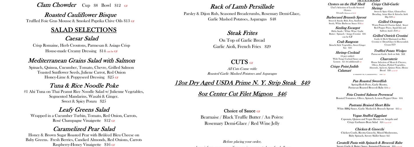 Brady's Menu
