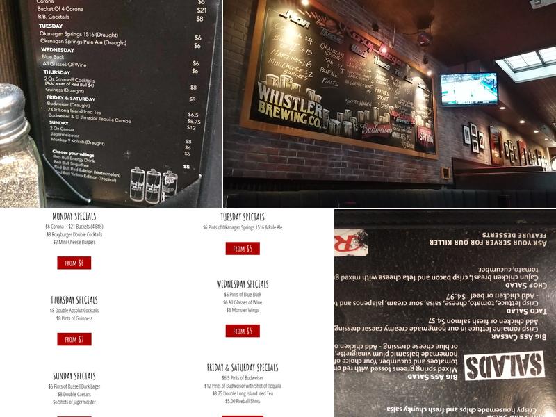 Roxy Burger Menu
