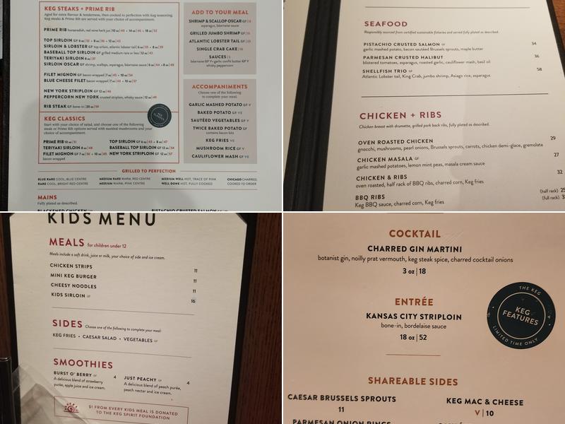 The Keg Steakhouse + Bar - Market Mall Menu