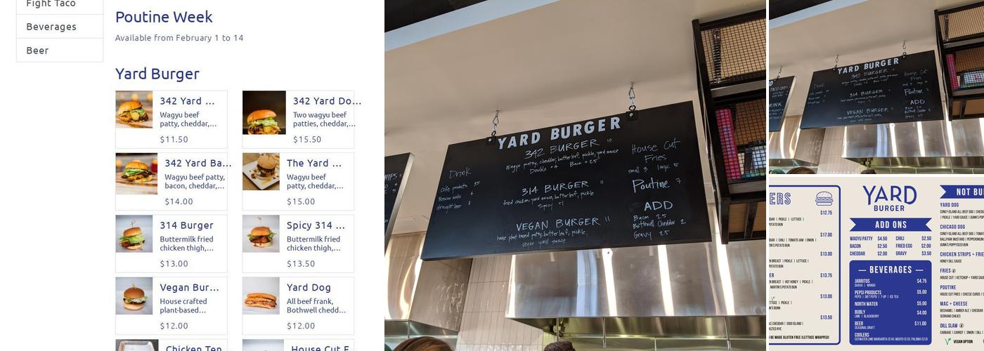 Yard Burger Menu
