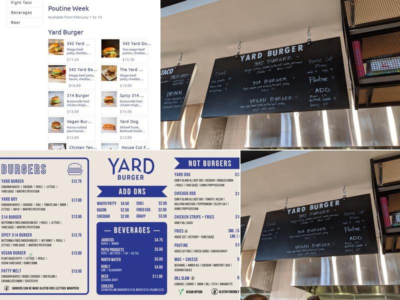 Yard Burger Menu