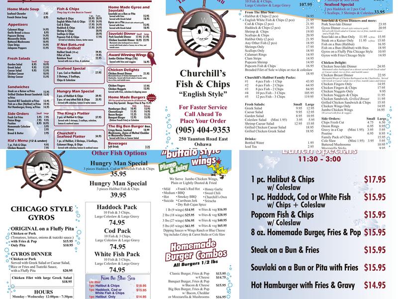 Churchills Fish & Chips Menu