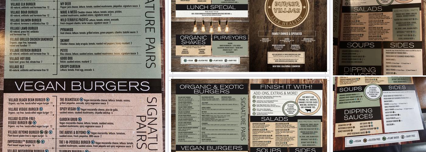 Burger Village Menu