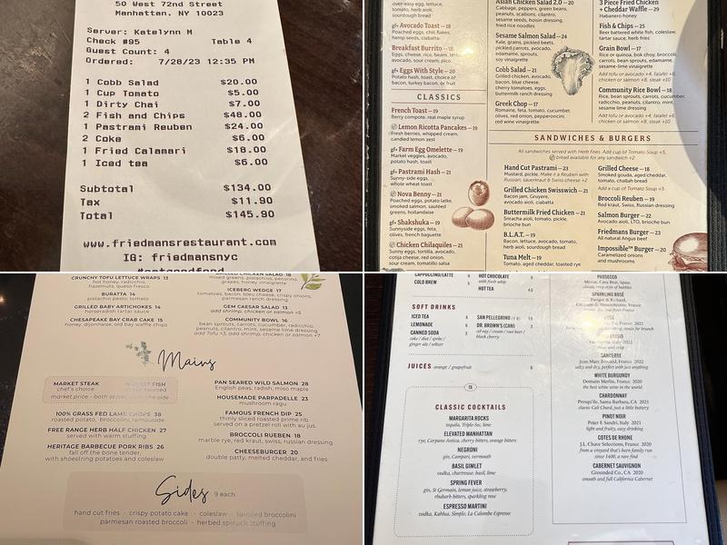 Friedman’s Menu