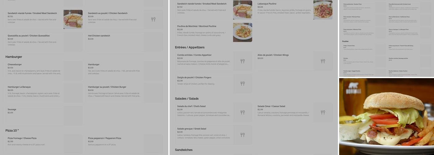 Resto-Bar-Café-Breakfast LA BARAQUE Menu