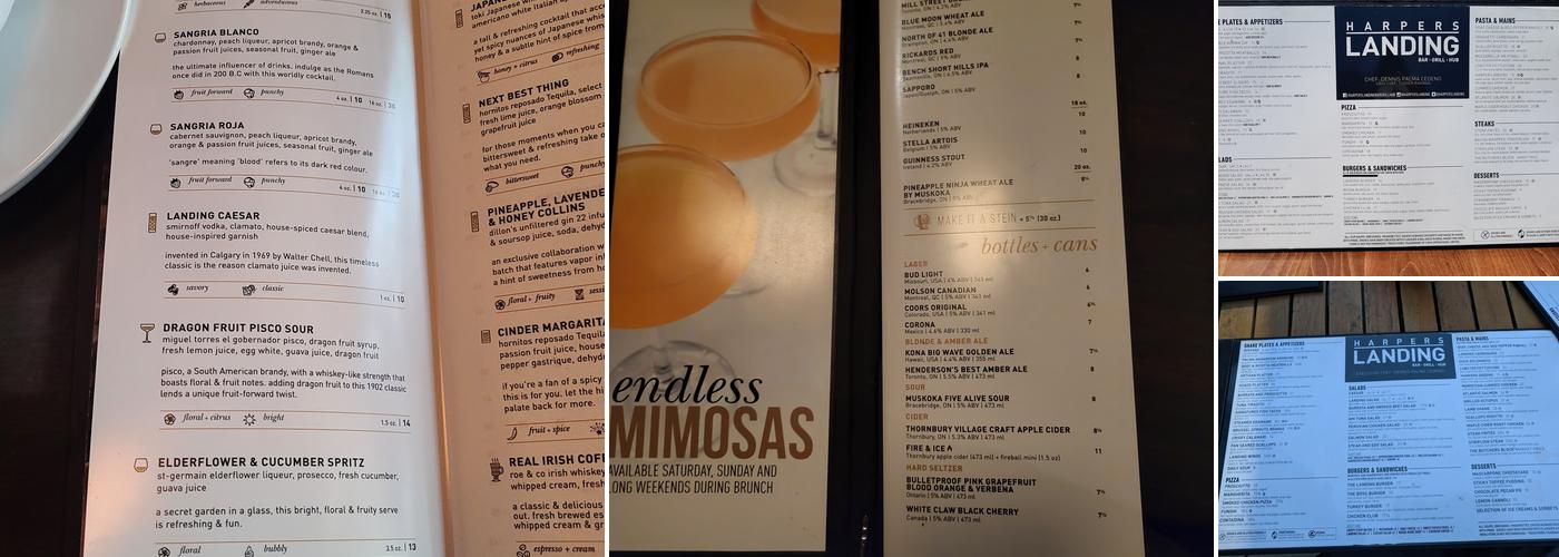 Harpers Landing Menu