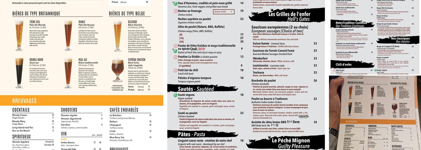 La Diable - Microbrasserie Menu