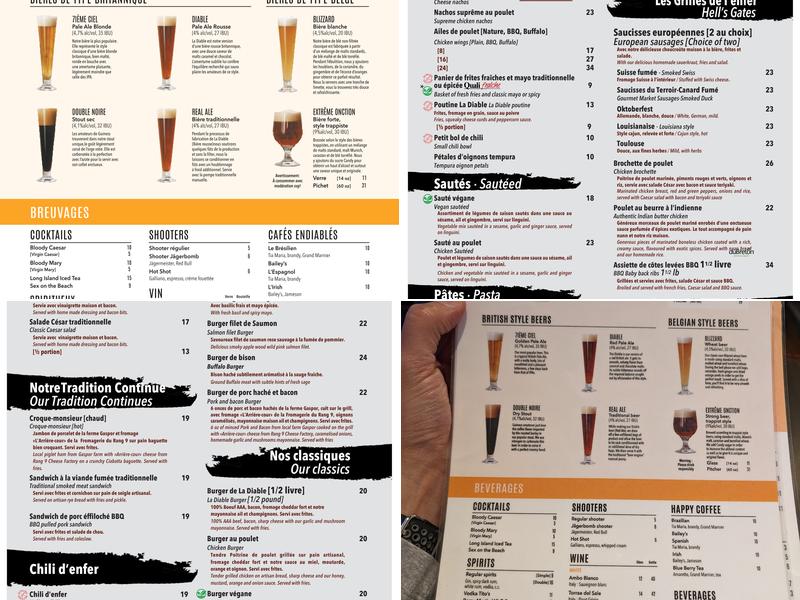 La Diable - Microbrasserie Menu