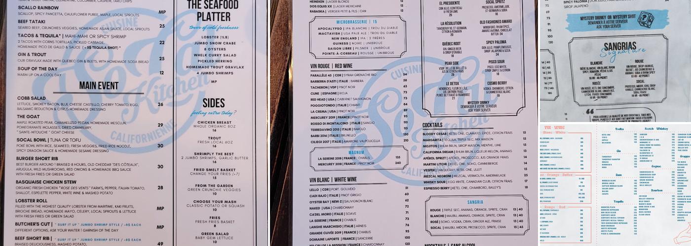 SoCal Kitchen Menu