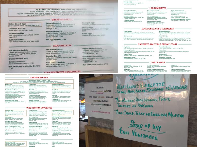 Craigs' Way Station Menu