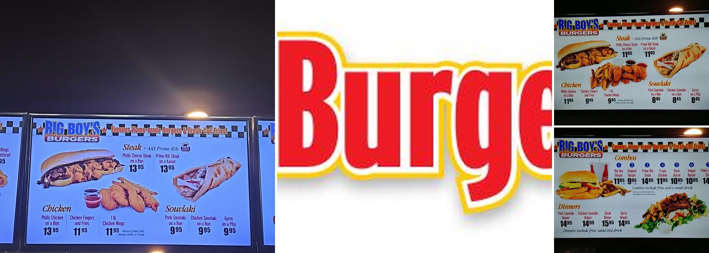 Big Boy's Burgers Menu