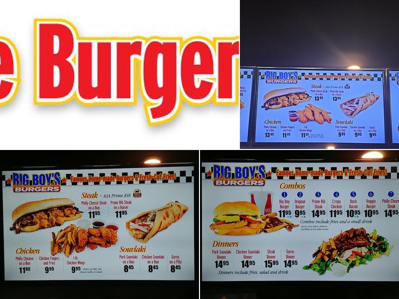 Big Boy's Burgers Menu