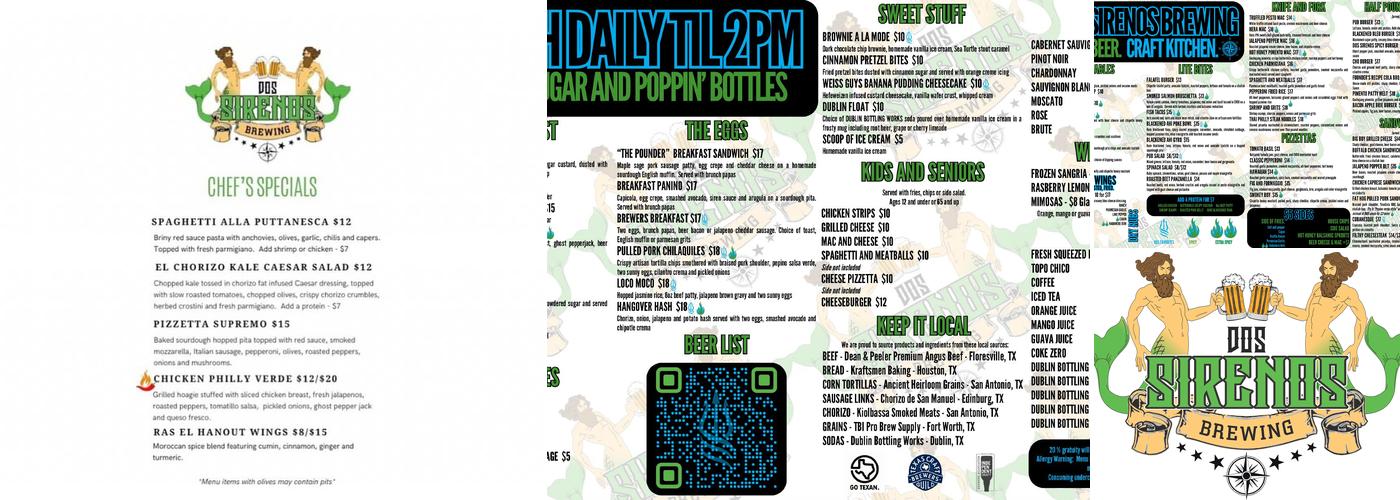 Dos Sirenos Brewing Menu
