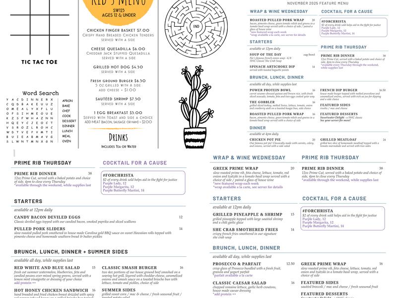 Sweetwater One Twenty Three Menu
