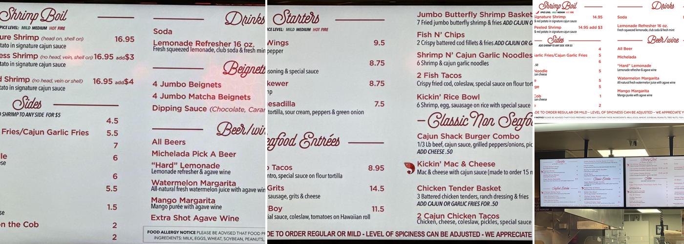 Shrimp Shack Menu