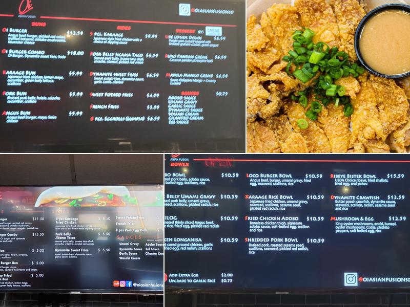 Oi Asian Fusion Menu