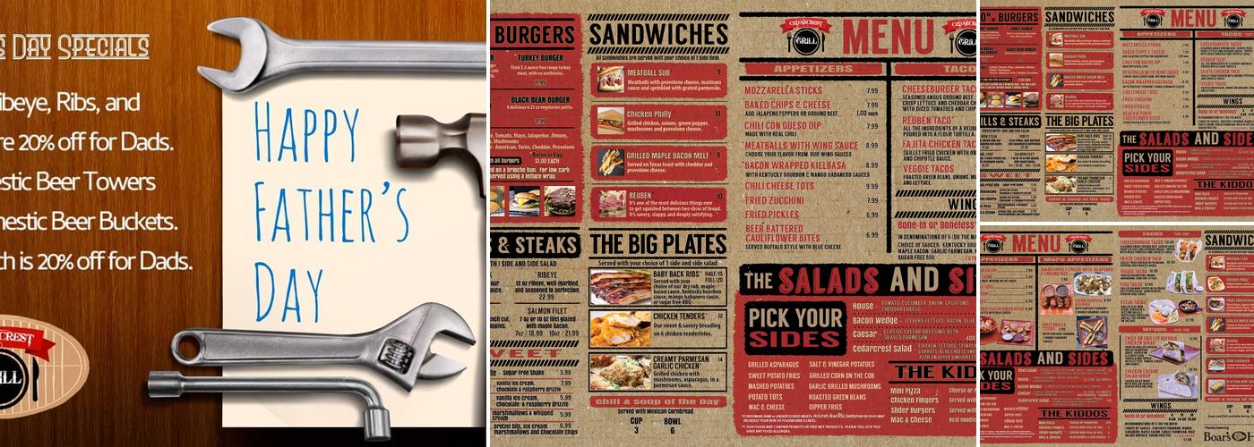 Cedarcrest Grill Menu