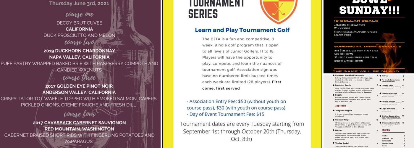 BanBury Golf Course Eagle Menu