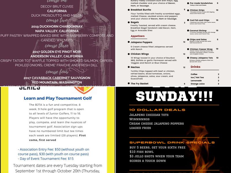 BanBury Golf Course Eagle Menu