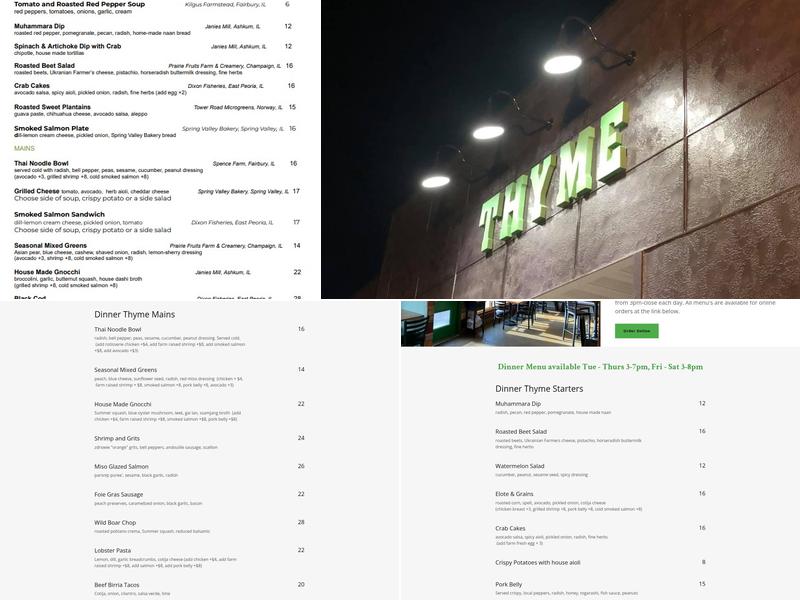 Thyme Craft Kitchen Menu