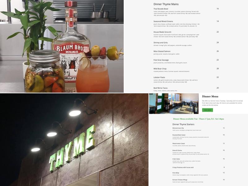 Thyme Craft Kitchen Menu