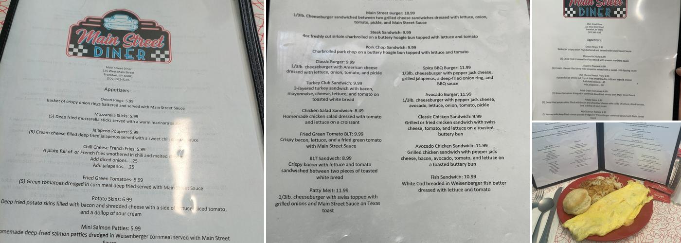 Main Street Diner Menu