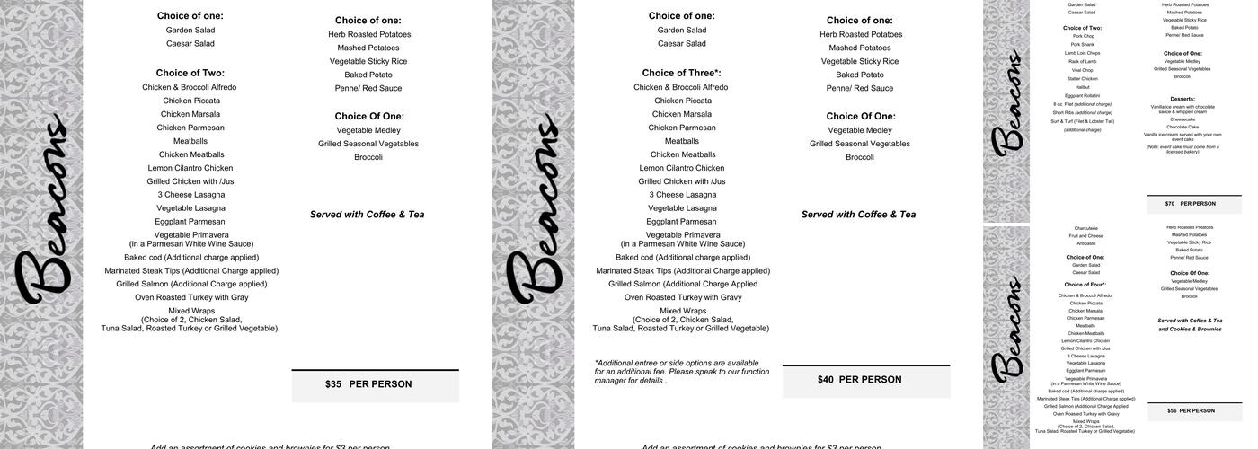Beacons Restaurant Menu