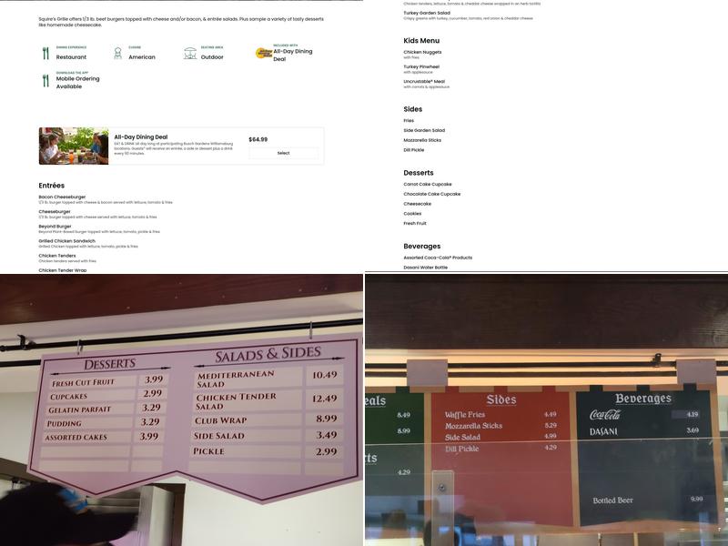 Squire's Grille Menu