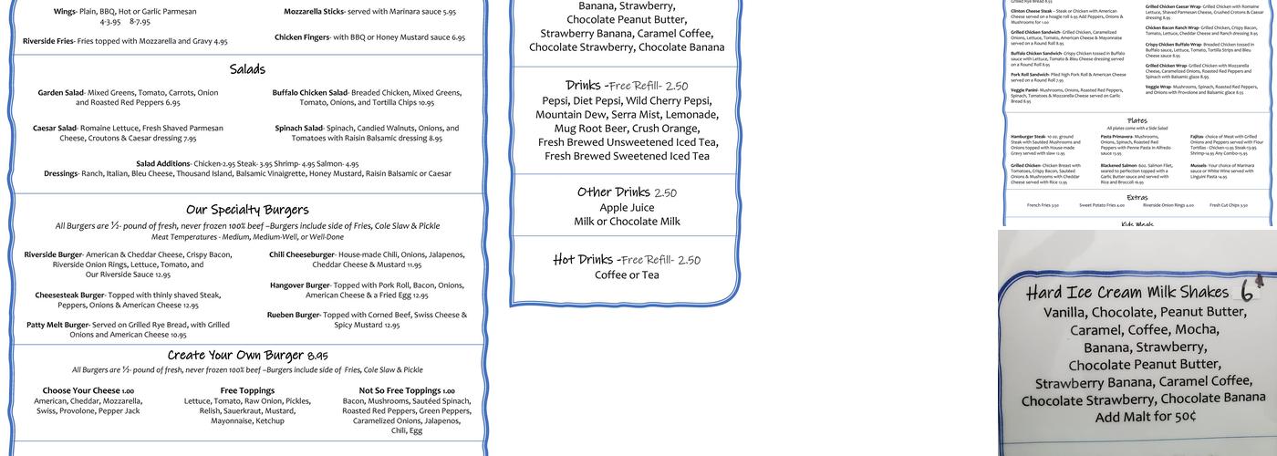 Amy's Riverside Grill Menu