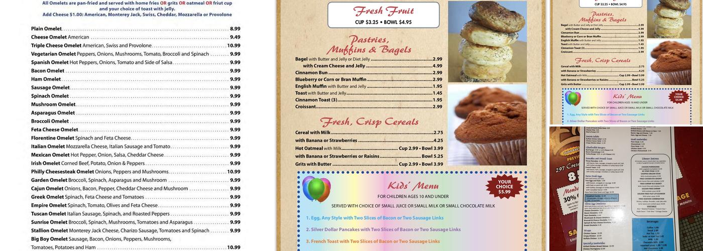 EMPIRE DINER AND RESTAURANT Menu