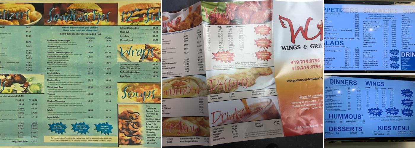 Wings & Grill Menu